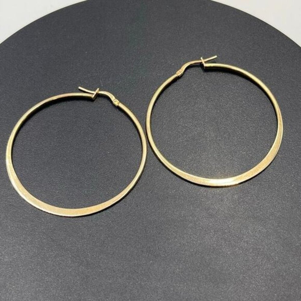 AV 925 Italy Sterling Silver Gold Plated Vermeil Hoop Pierced Earrings